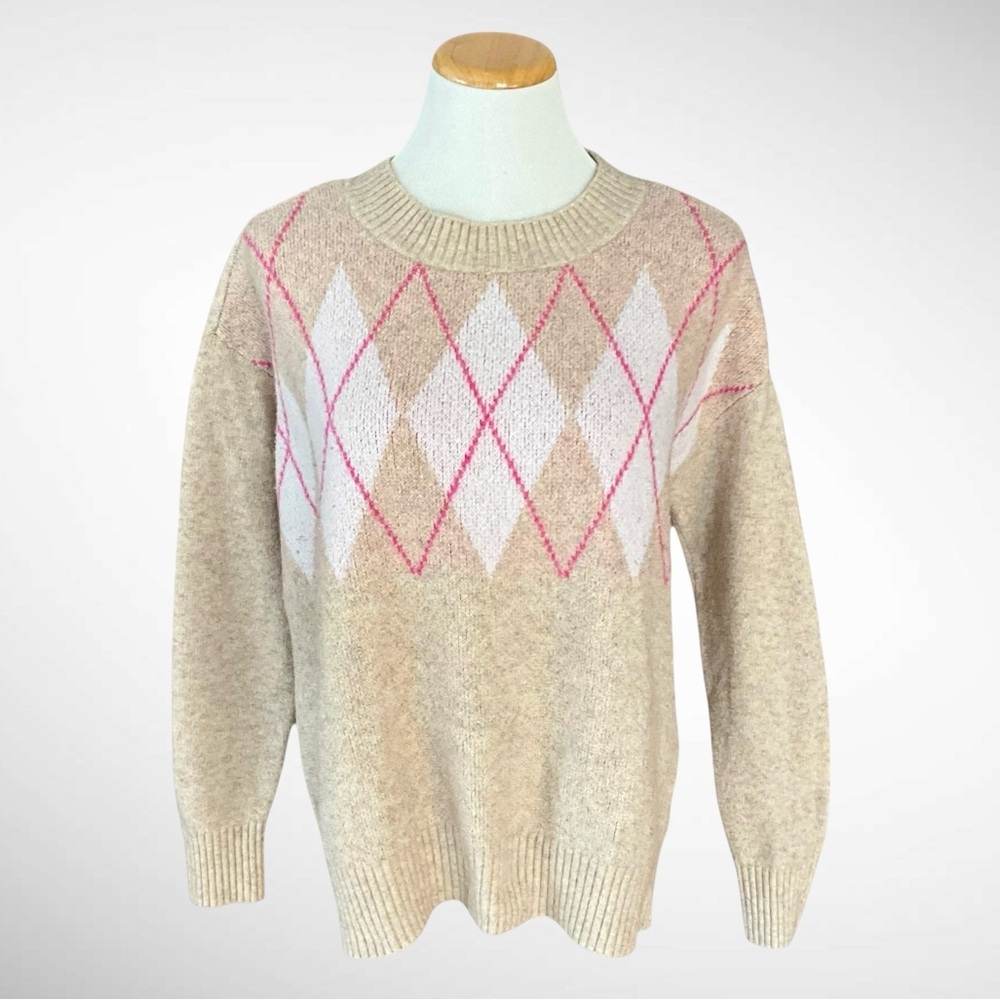 LOFT Argyle Knit Pullover Crewneck Long-Sleeve Sweater
